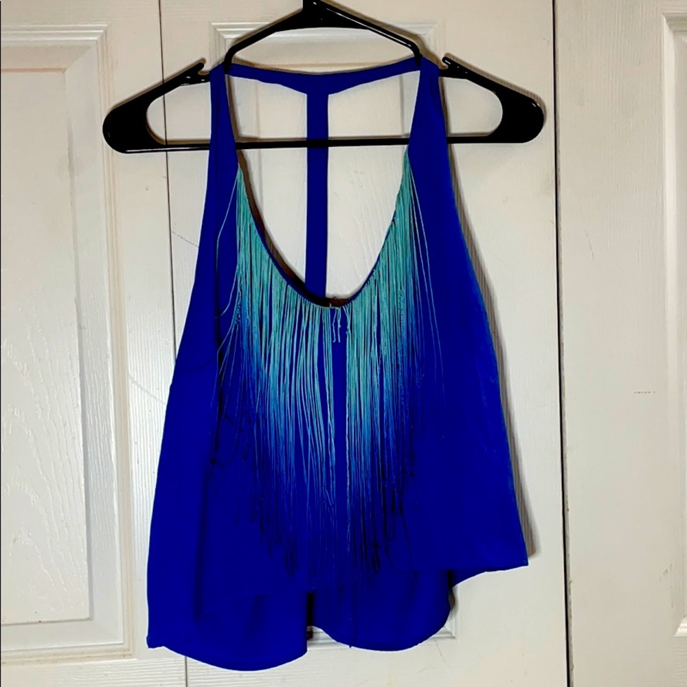 Bebe Ombré fringe Top
